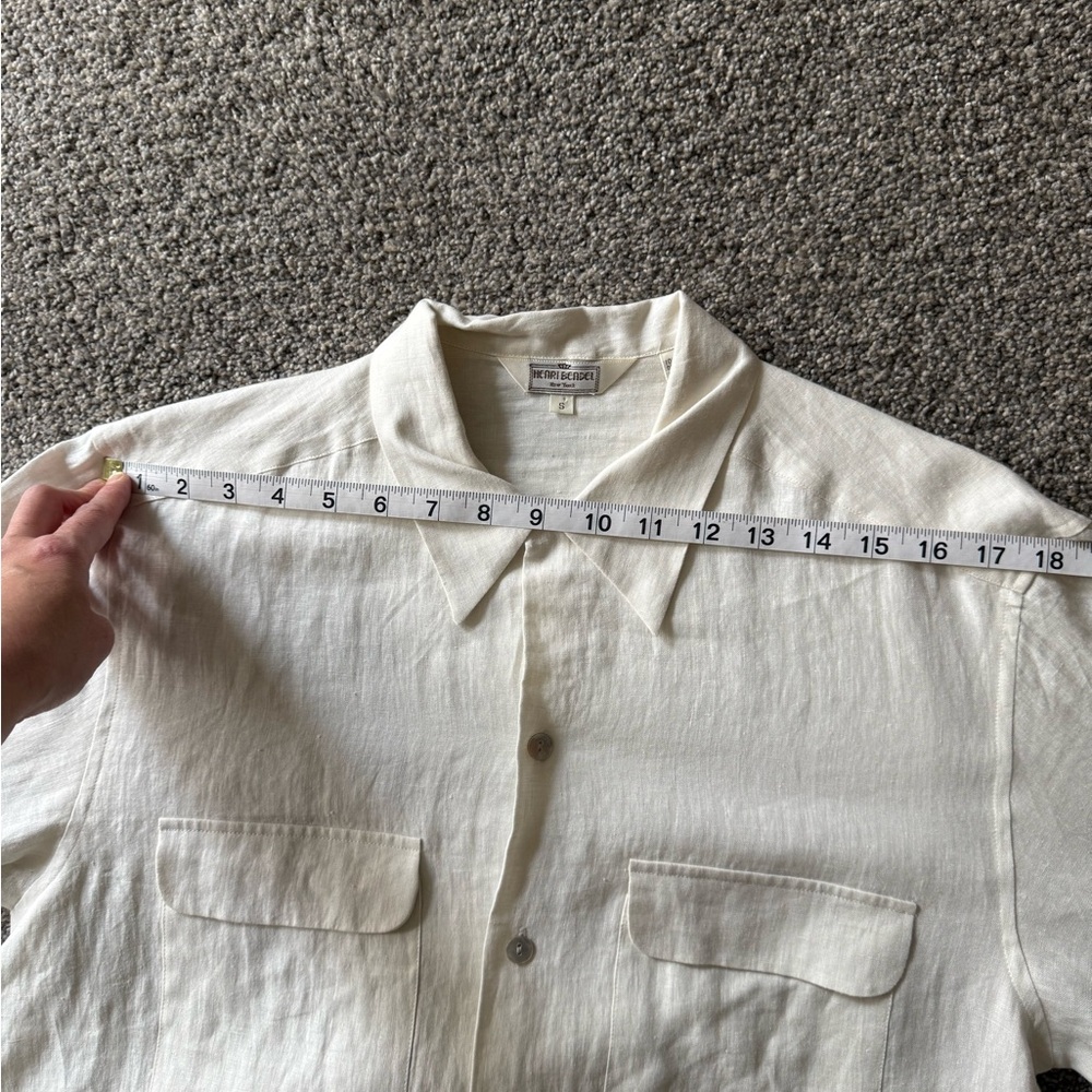 Vintage Henri Bendel linen women’s button down shirt cream coastal grandmother - Picture 6 of 8